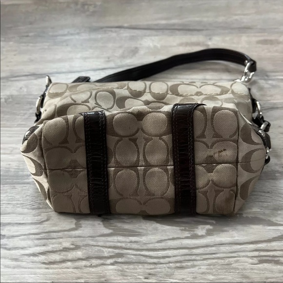 Vtg Coach Carly Signature Top Handle Bag Khaki - Picture 7 of 8
